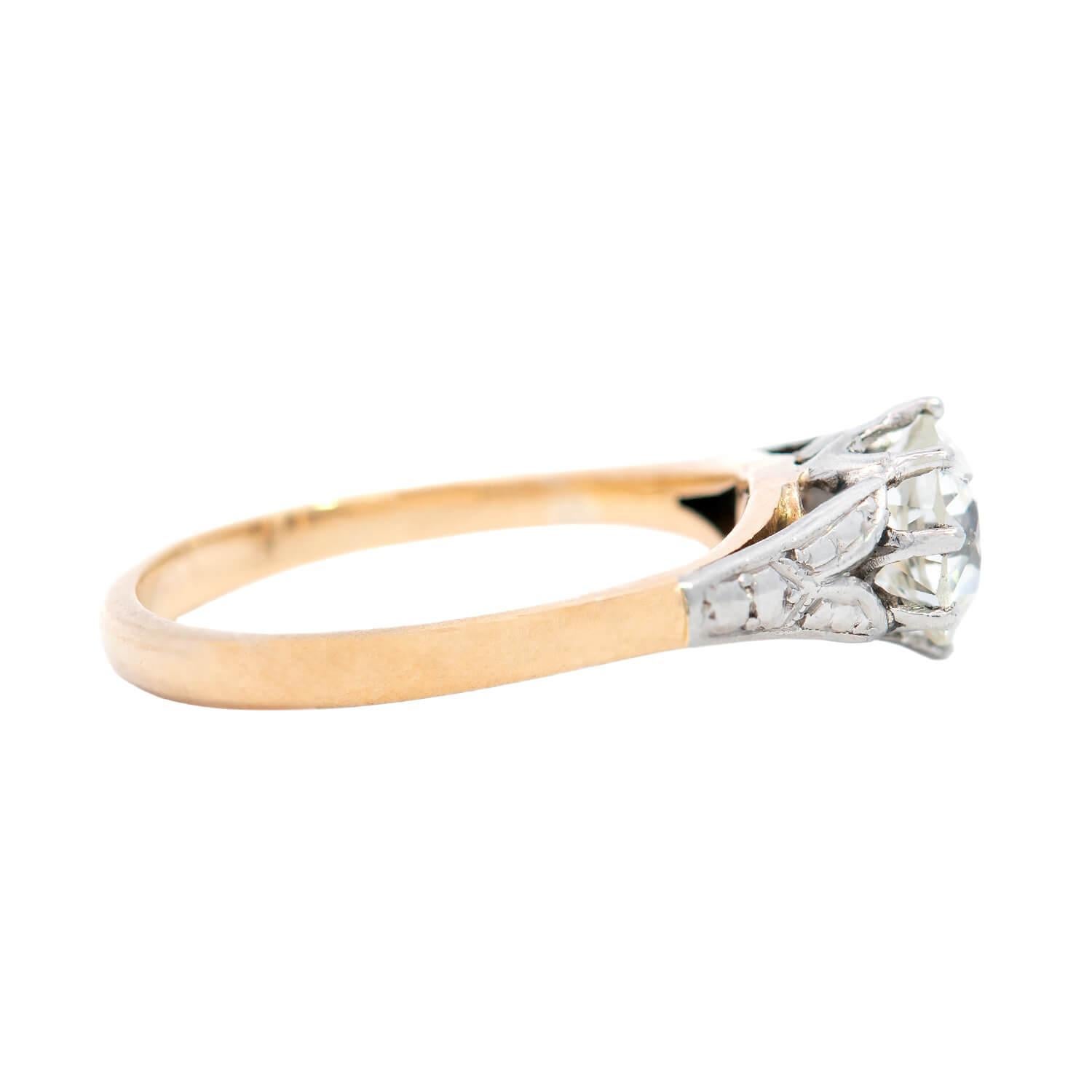 Old European Cut Early Edwardian 18k/Platinum Diamond Engagement Ring 1.04ct For Sale
