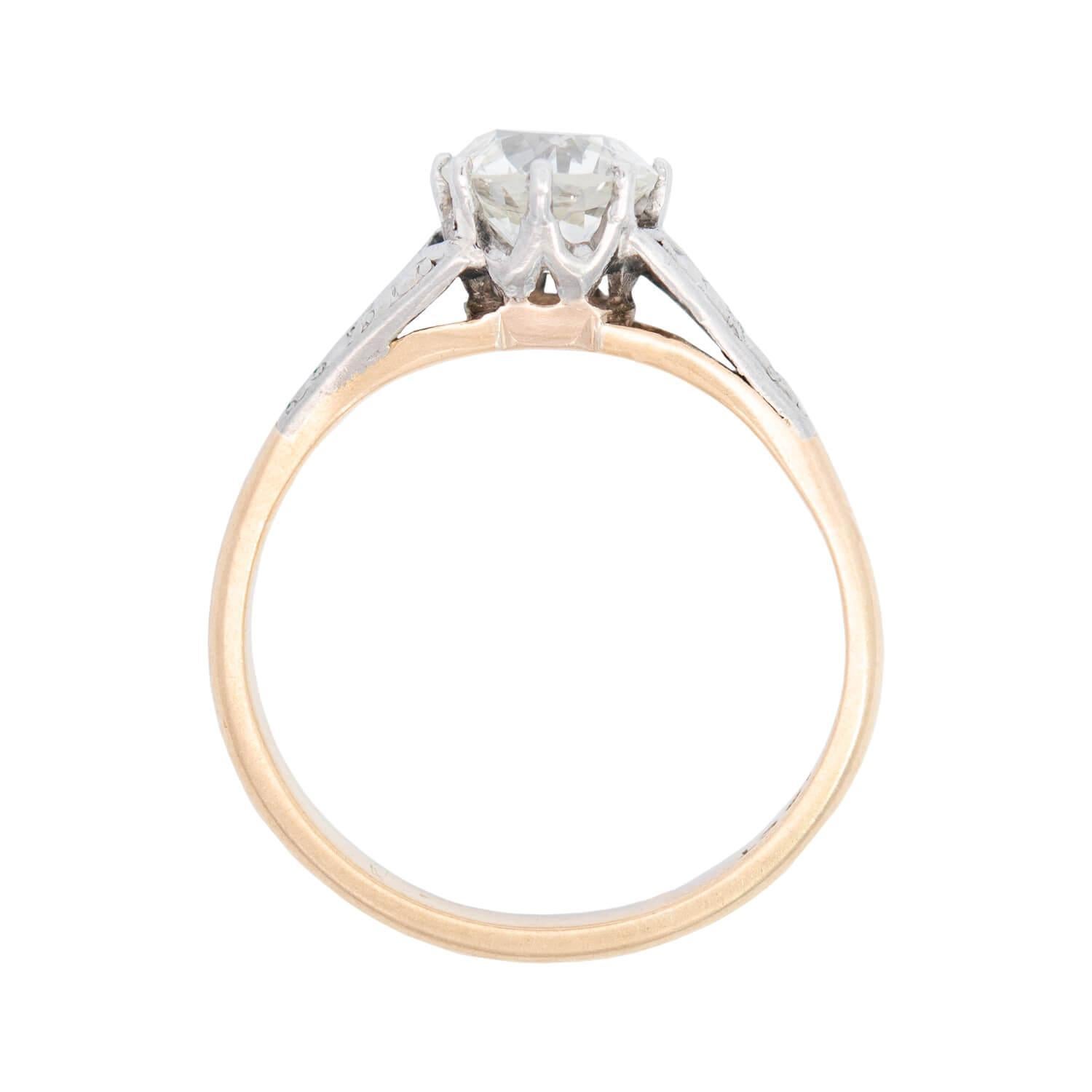 Early Edwardian 18k/Platinum Diamond Engagement Ring 1.04ct In Good Condition For Sale In Narberth, PA