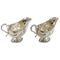 Early Edwardian Pair of Sterling Silver Creamers, Carrington & Co, London, 1900