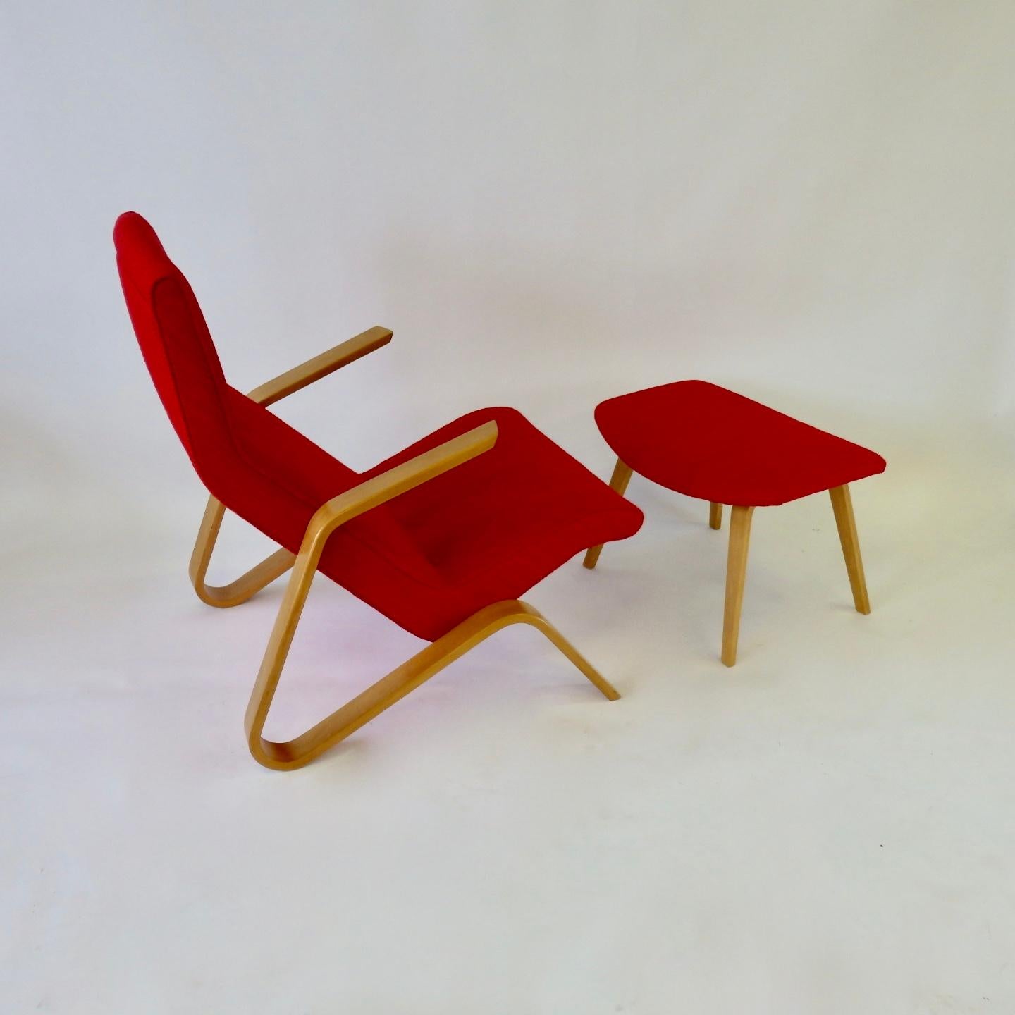 Early Eero Saarinen for HG Knoll Grasshopper Chair in Scarlet Rivington Textile 2