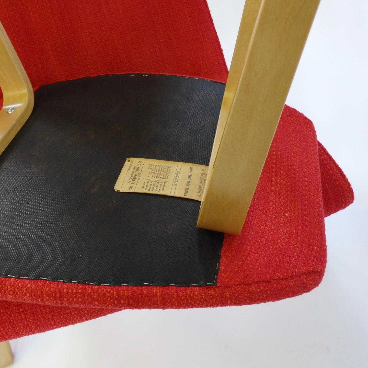 Early Eero Saarinen for HG Knoll Grasshopper Chair in Scarlet Rivington Textile 3