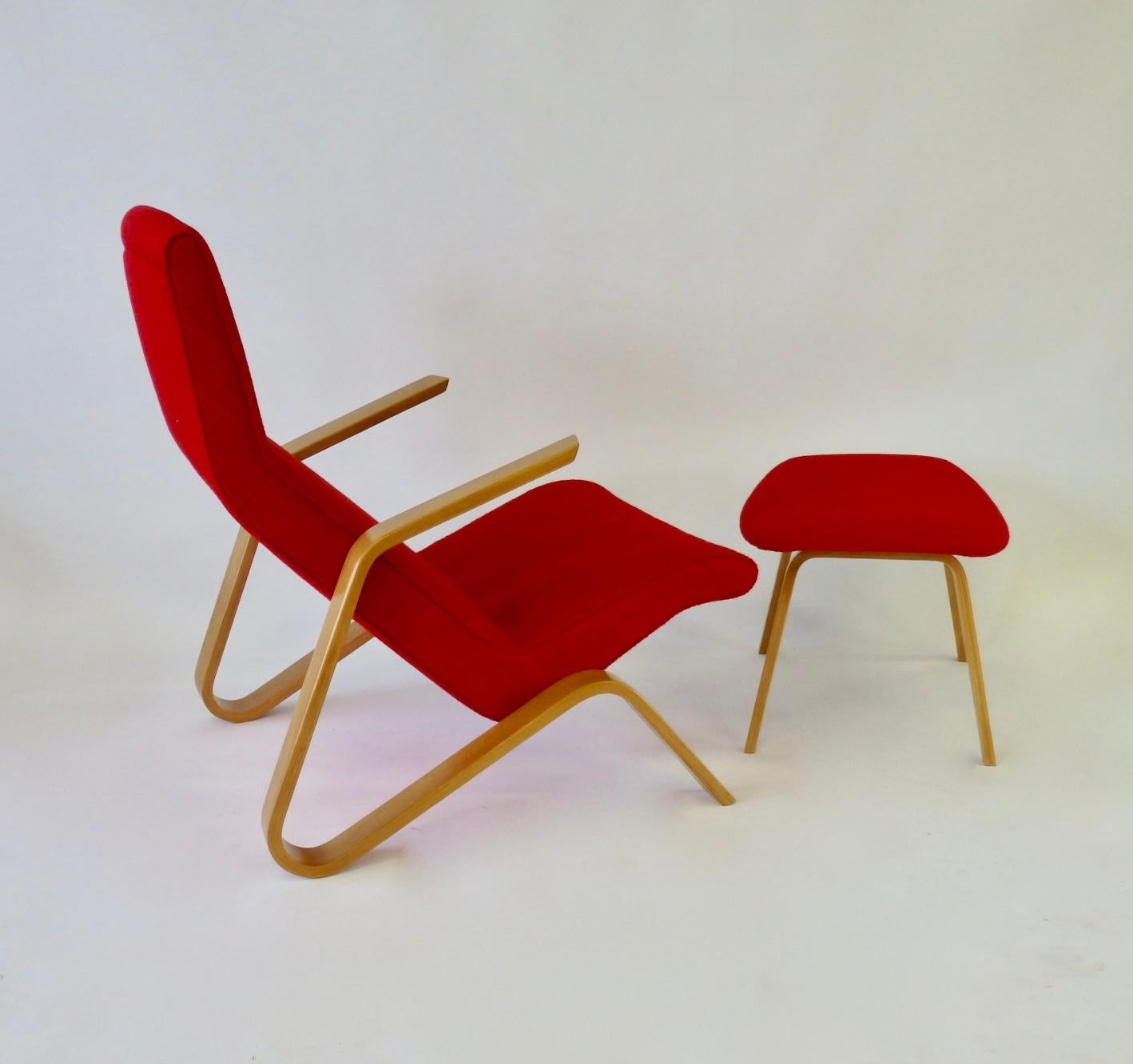 Early Eero Saarinen for HG Knoll Grasshopper Chair in Scarlet Rivington Textile 5