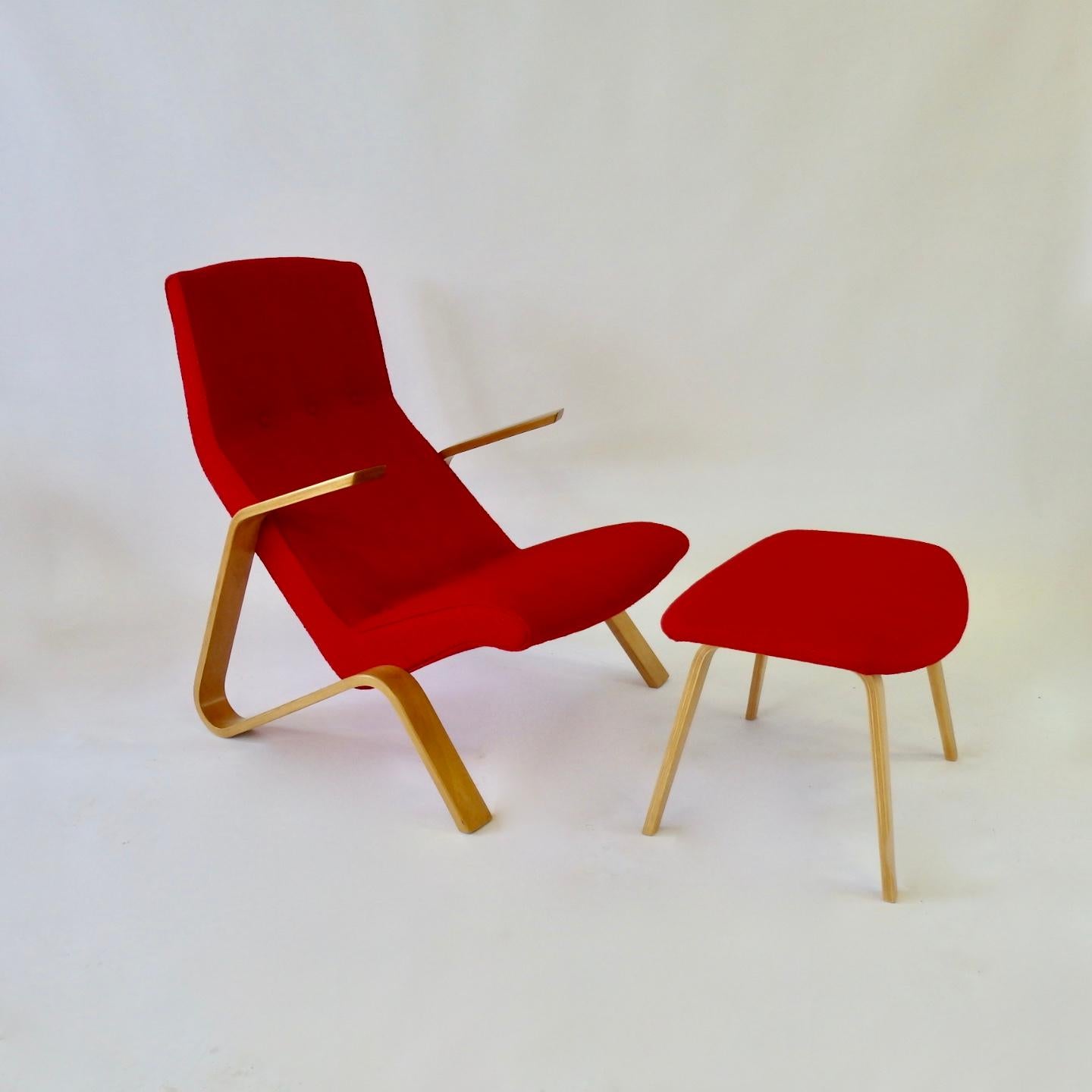 Early Eero Saarinen for HG Knoll Grasshopper Chair in Scarlet Rivington Textile 6