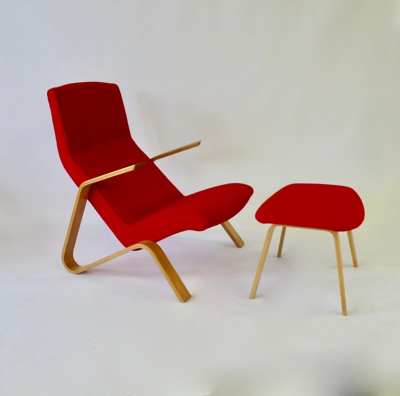 Mid-Century Modern Early Eero Saarinen for HG Knoll Grasshopper Chair in Scarlet Rivington Textile