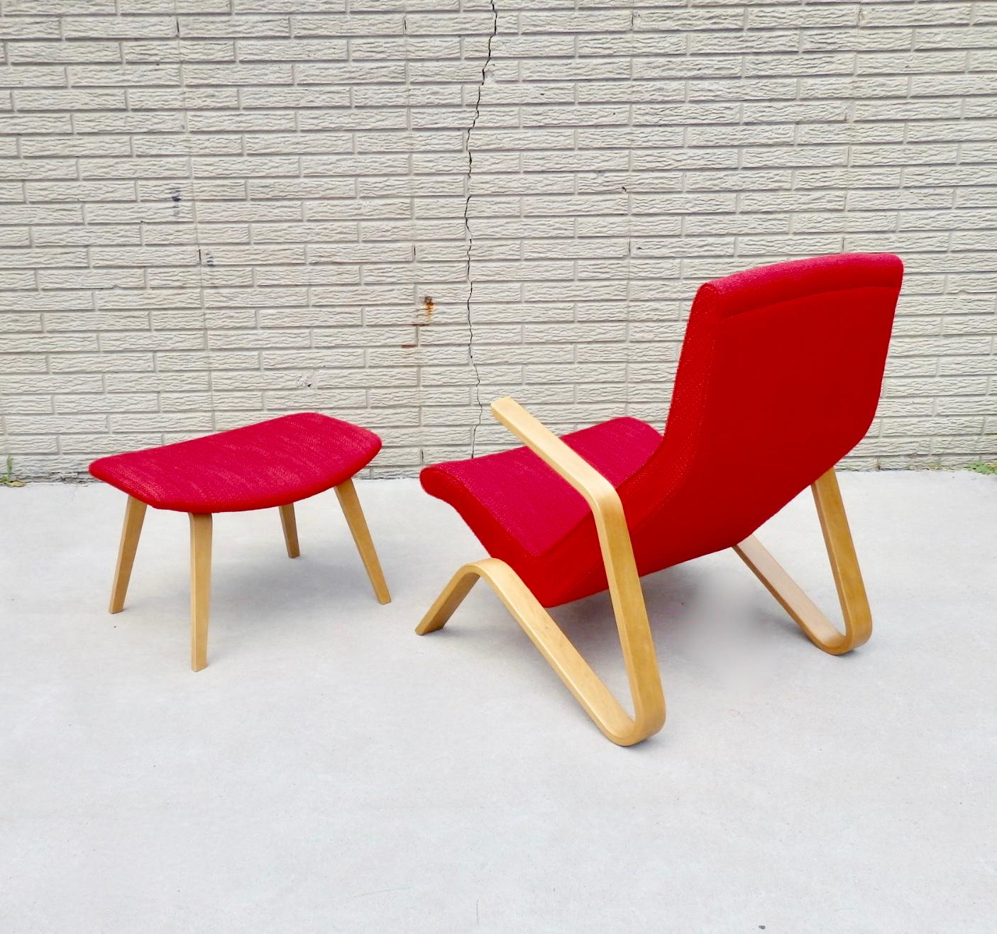 Upholstery Early Eero Saarinen for HG Knoll Grasshopper Chair in Scarlet Rivington Textile