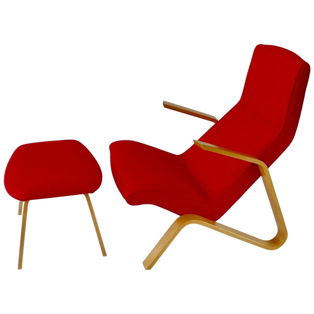 Early Eero Saarinen for HG Knoll Grasshopper Chair in Scarlet Rivington Textile