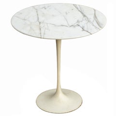 Early Eero Saarinen for Knoll 20" Tulip Side Table in Rare Calacatta Gold & Iron