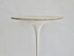Early Eero Saarinen for Knoll Cast Iron Tulip Table with Custom Travertine Top