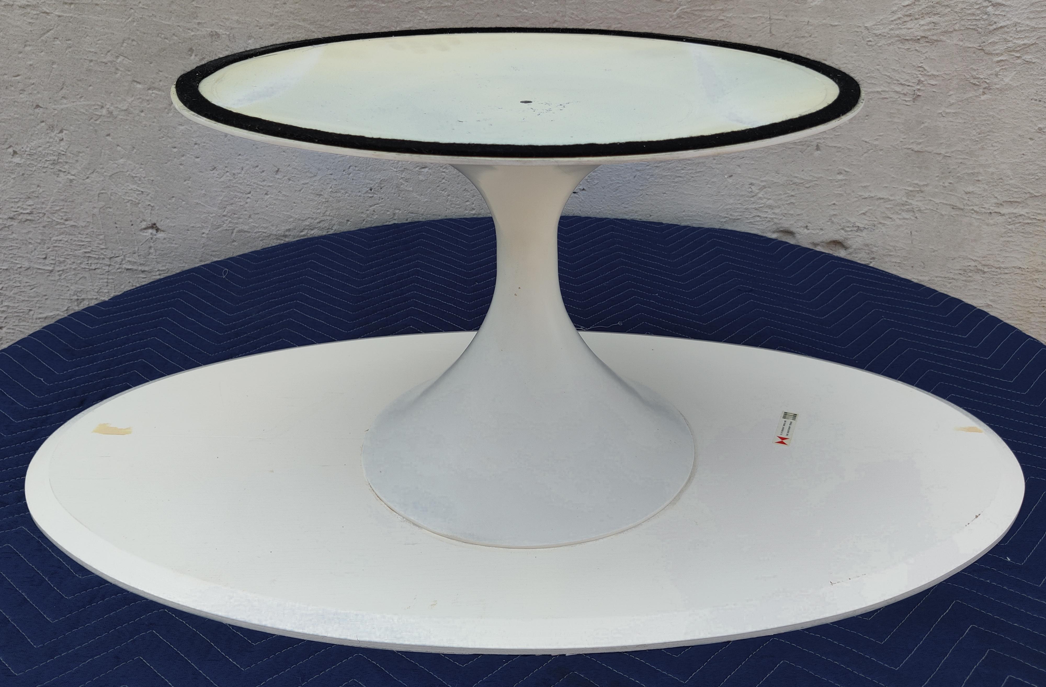 Enamel Early Saarinen Knoll International Tulip Coffee Table Oval Arabescato Marble Top