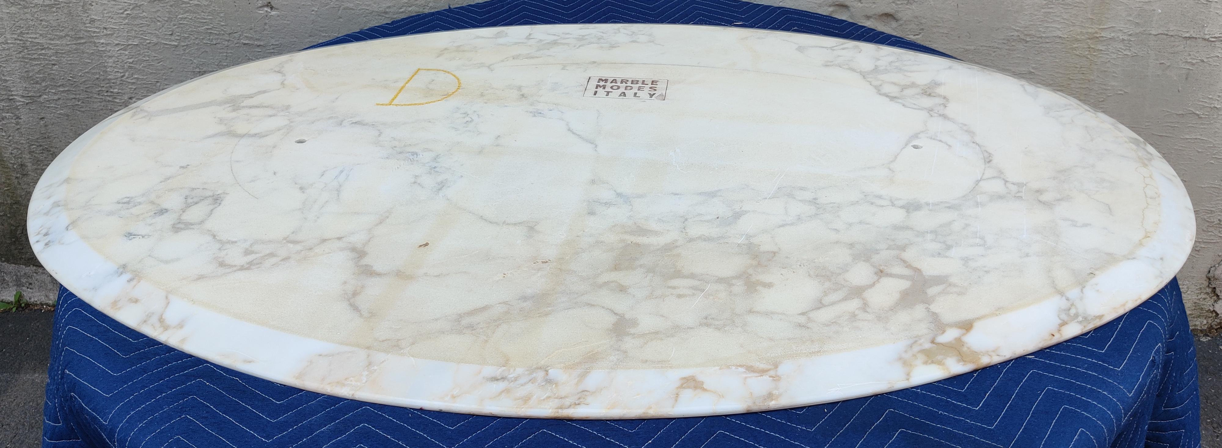 Early Saarinen Knoll International Tulip Coffee Table Oval Arabescato Marble Top 1