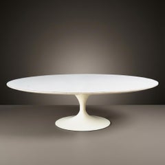 Early Eero Saarinen for Knoll Oval Pedestal Tulip Coffee Table in White Laminate
