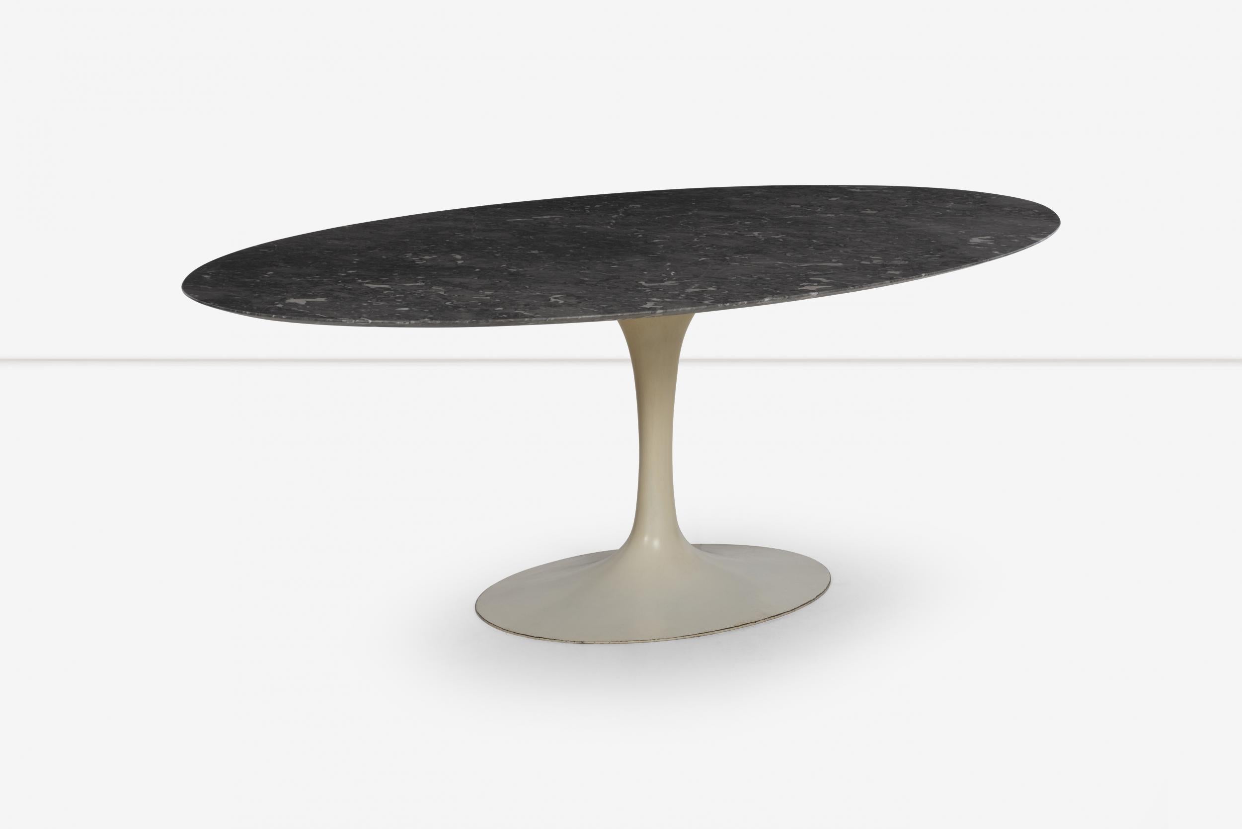 Mid-Century Modern Early Eero Saarinen for Knoll Tulip Table Cast Iron Base, Marble Top