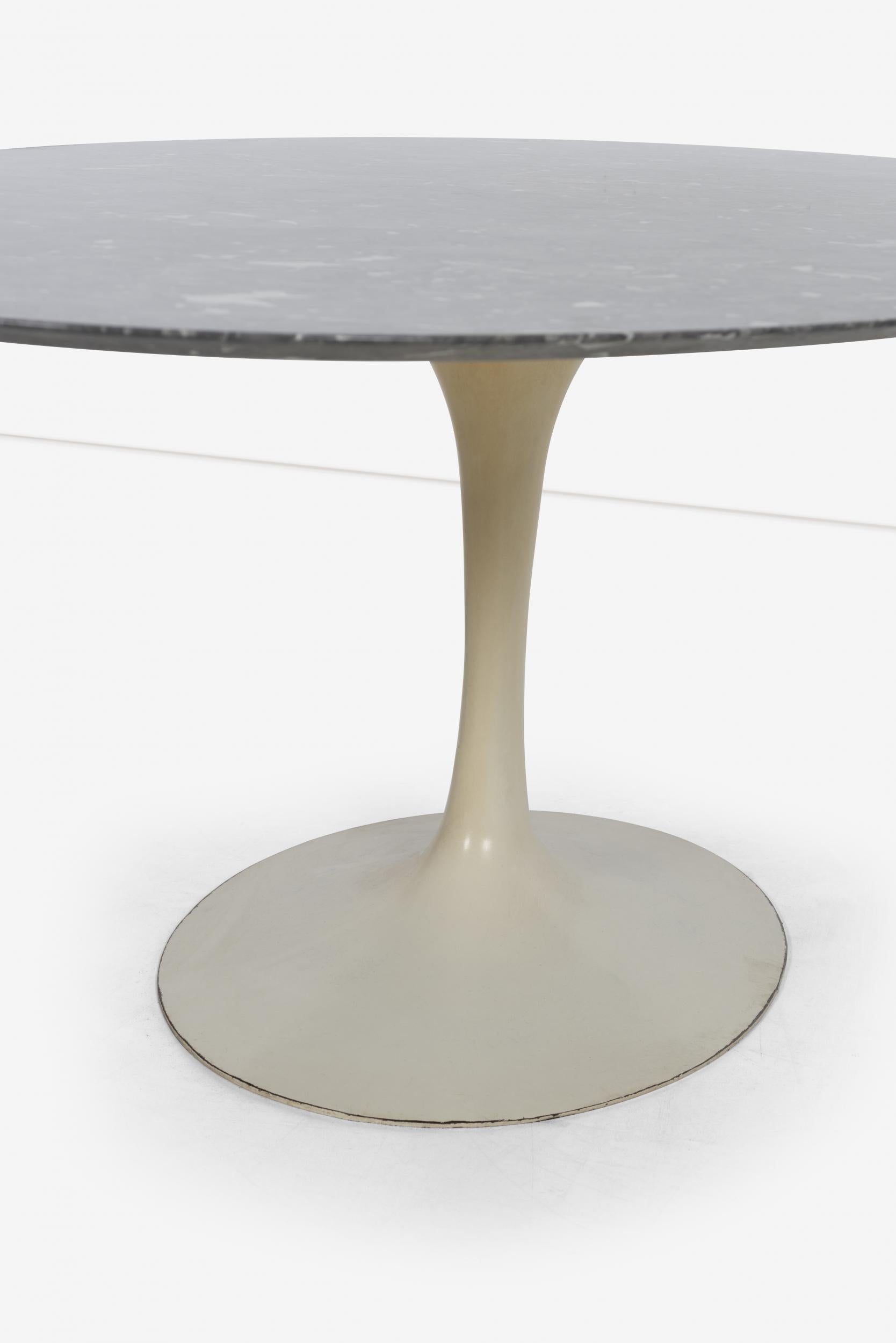American Early Eero Saarinen for Knoll Tulip Table Cast Iron Base, Marble Top