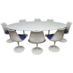 Early Eero Saarinen Oval Dining Table with Eight Chairs
