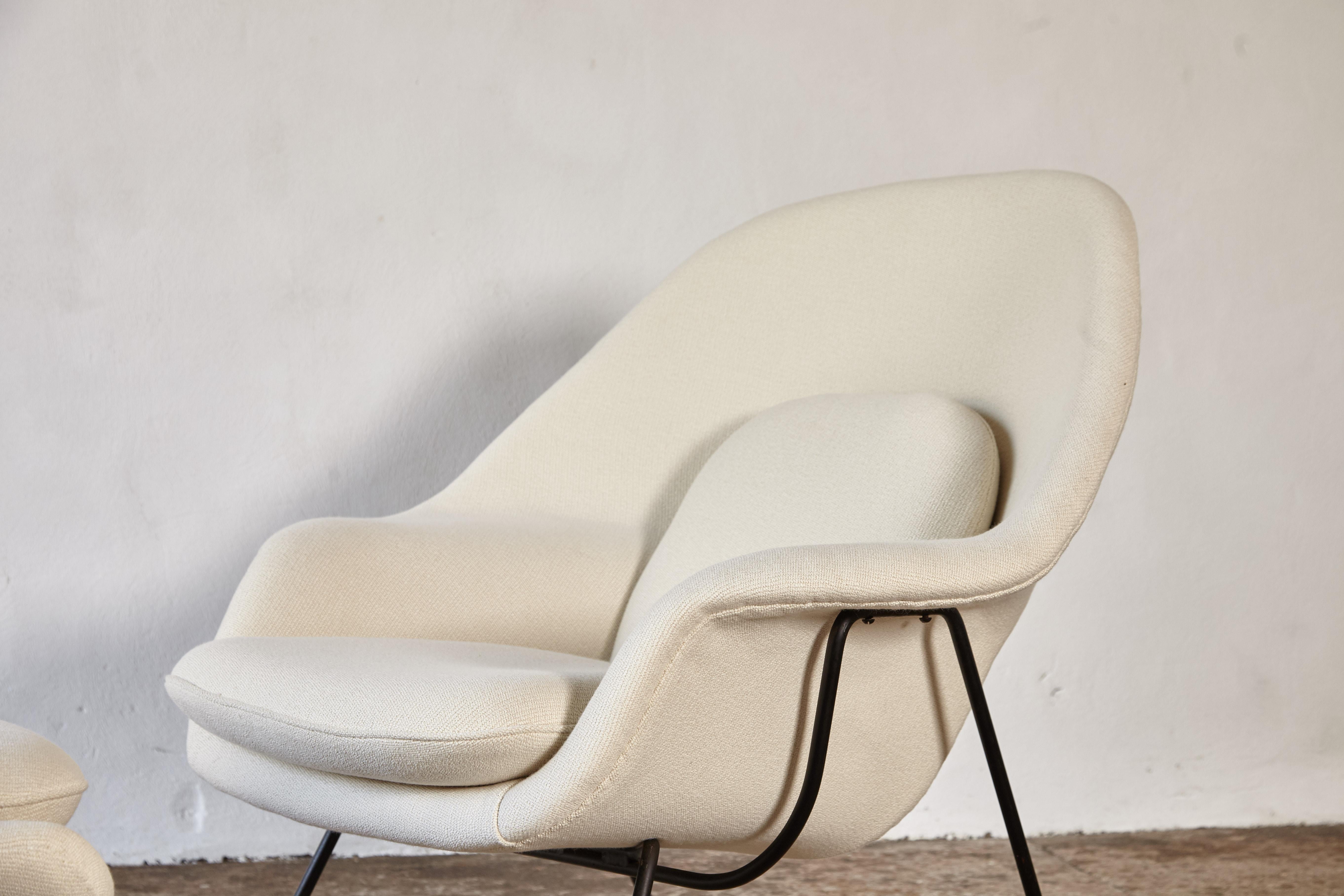 Early Eero Saarinen Womb Chair and Ottoman, Knoll, USA, 1950s-1960s 13