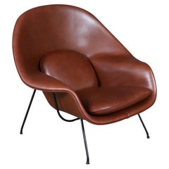 Silla de cuero coñac "Vientre" temprana de Eero Saarinen para Knoll
