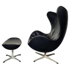 Vintage Early Egg Chair&Ottoman by Arne Jacobsen / Fritz Hansen, 1959 White Ink Stamp