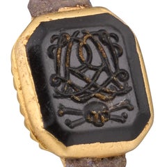Early Eighteenth-Century Gold Mourning Ring with Monogram and Vanitas Device.