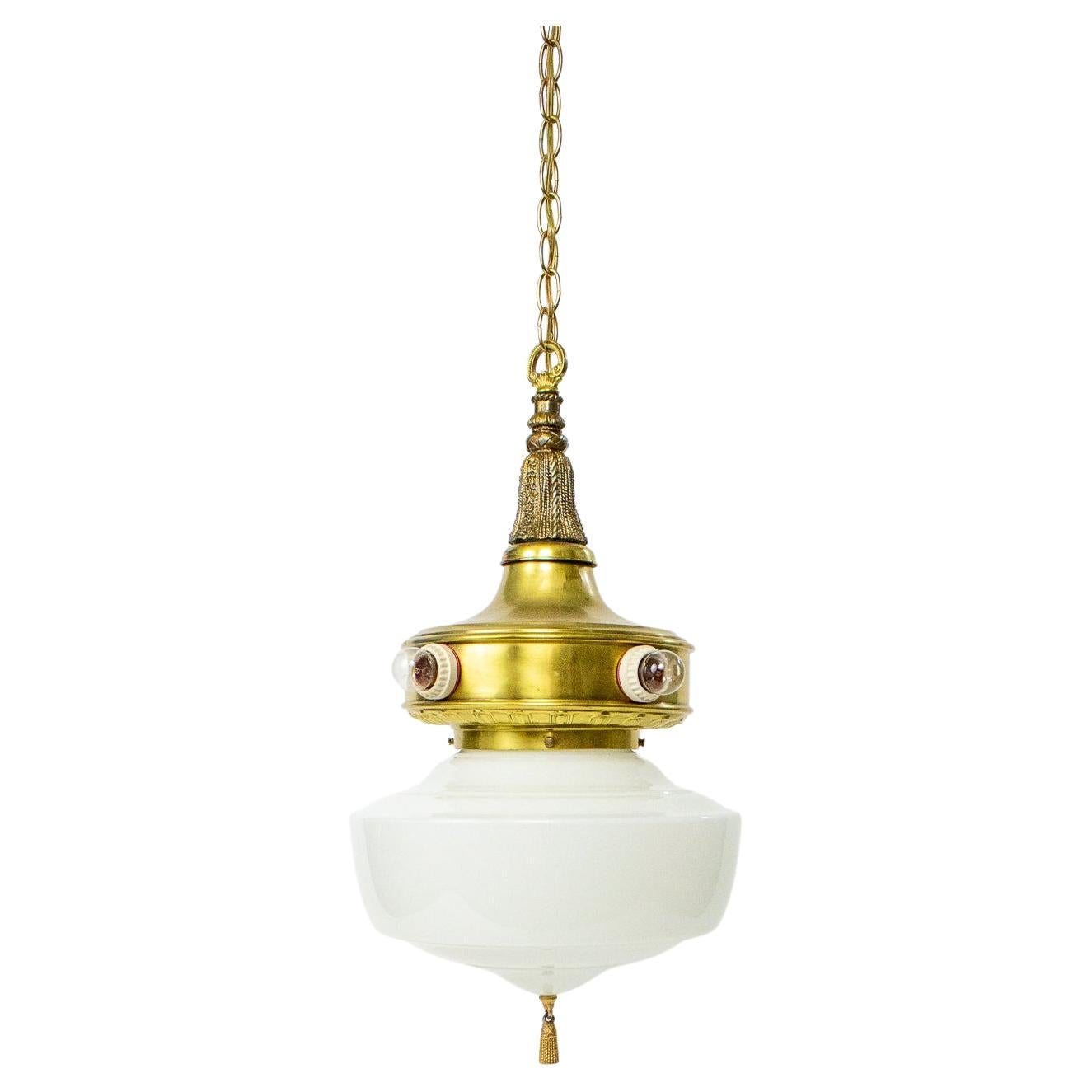 Early Electric Milk Glass Pendant For Sale