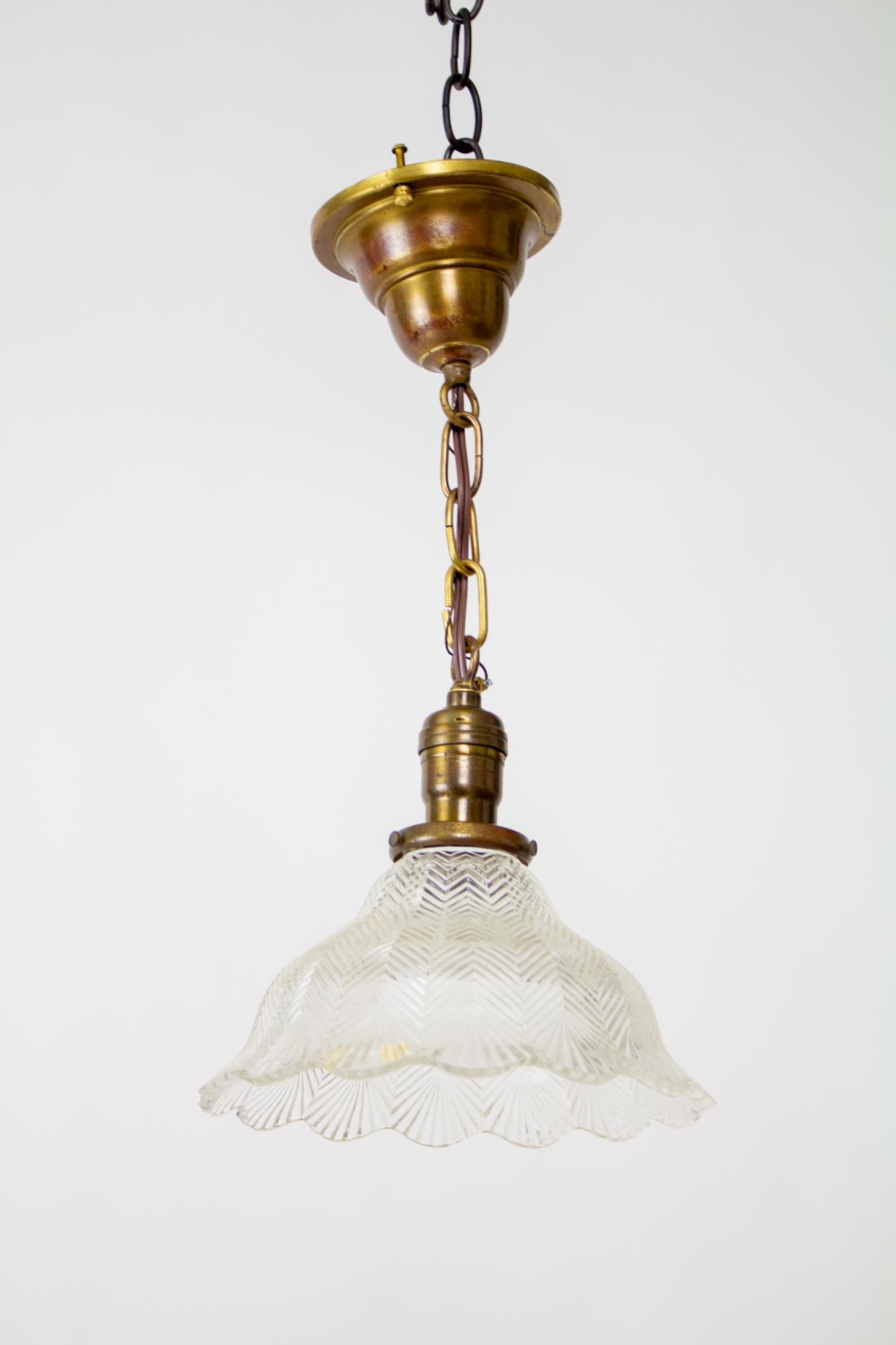 American Classical Early Electric Prismatic Glass Hanging Pendant