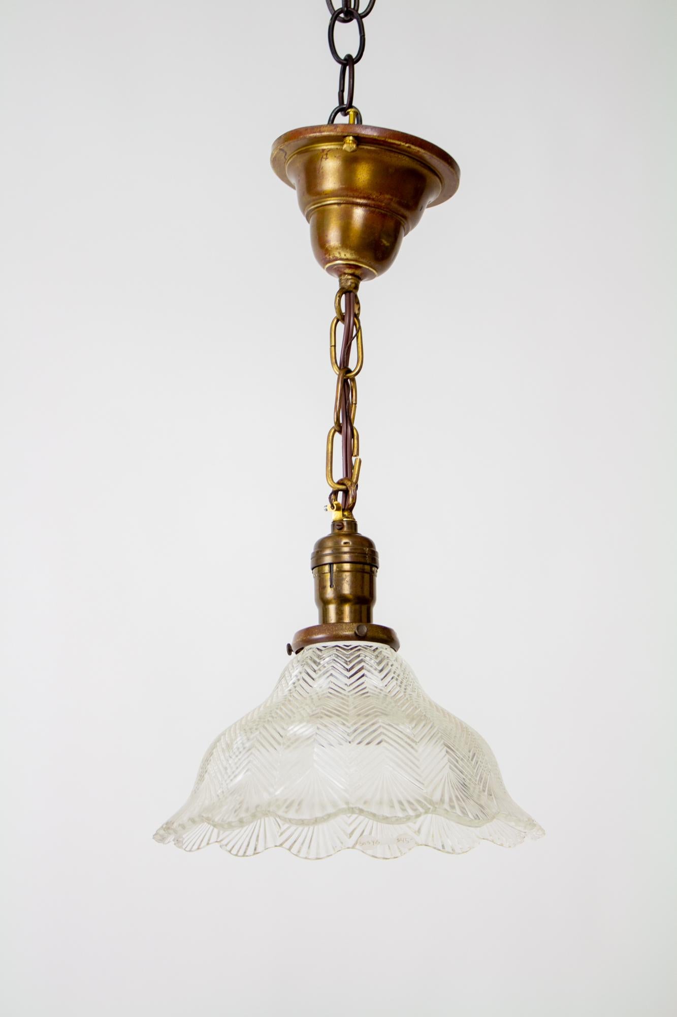 20th Century Early Electric Prismatic Glass Hanging Pendant