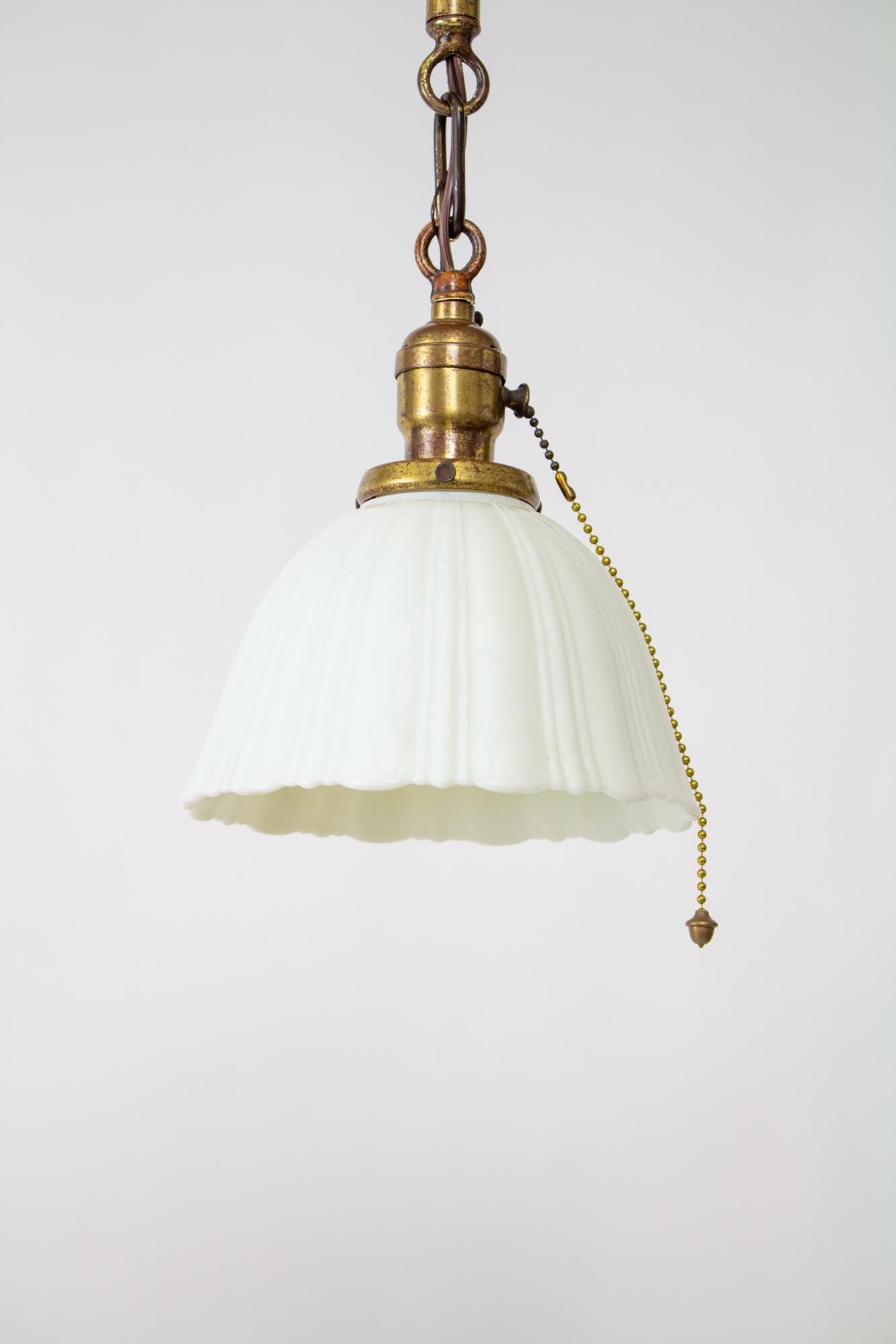 Late Victorian Early Electric White Glass Hanging Pendant