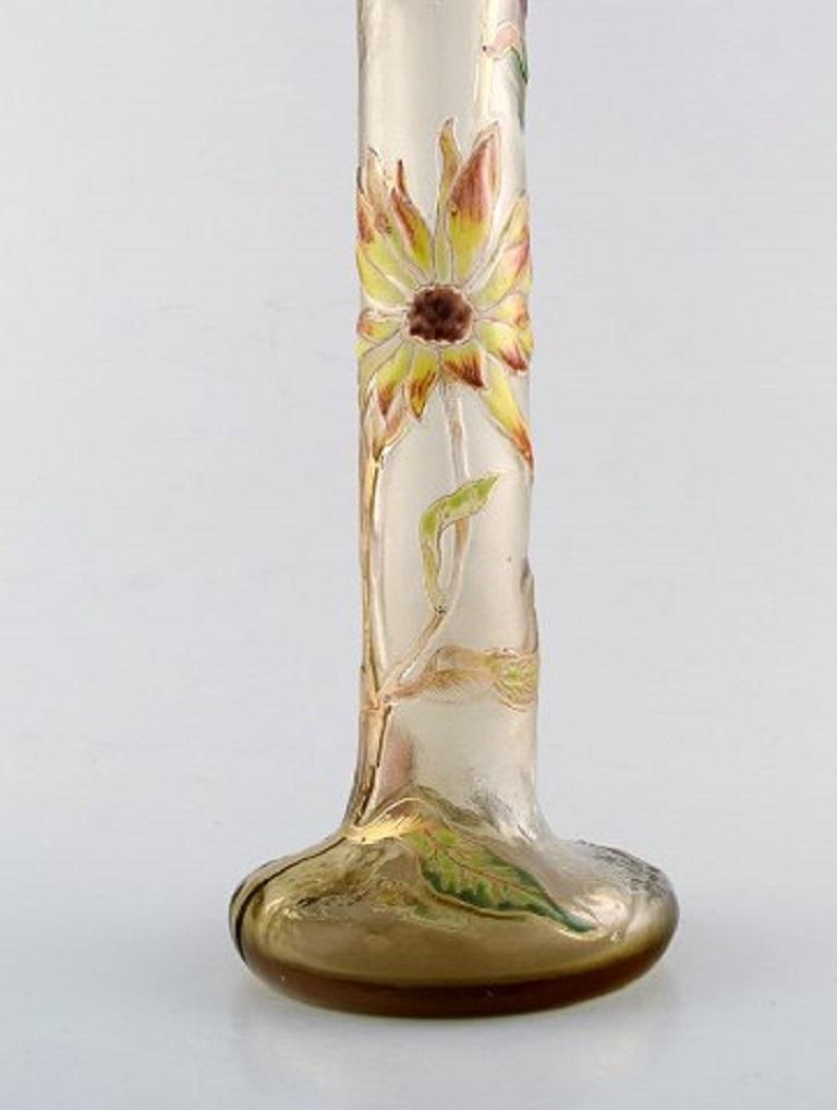 Late 19th Century Early Emile Gallé Japonisme Vase in Clear Frosted Glass, 1890s