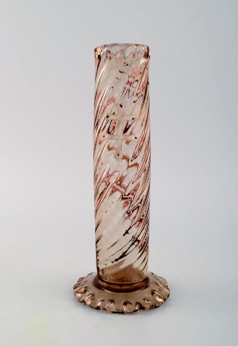 Belle Époque Early Emile Gallé Vase in Clear Frosted Art Glass with Thistle Pattern For Sale