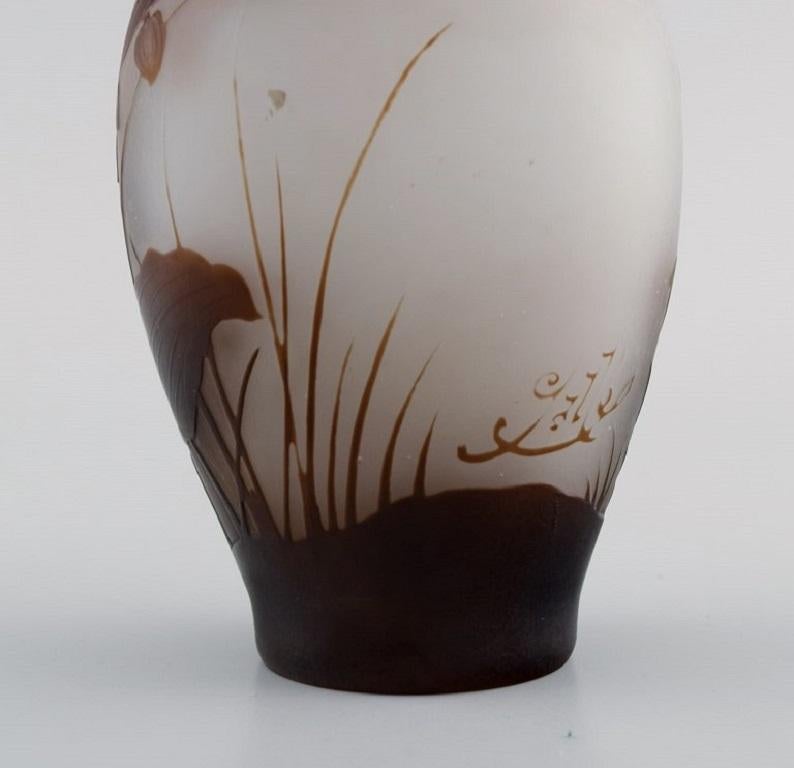Early Emile Gallé Vase in Frosted and Brown Art Glass, Early 20th C. For Sale 1