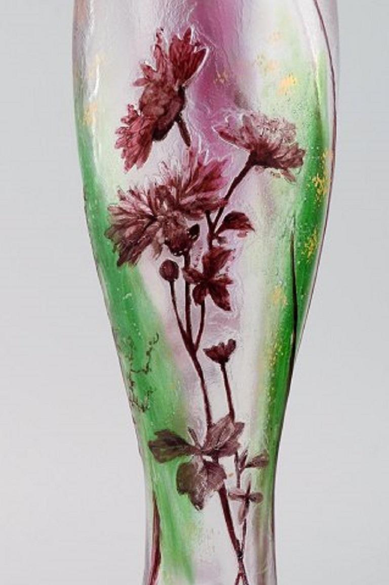 Early Emile Gallé Vase in Frosted, Pink and Green Art Glass, Late 19th Century In Excellent Condition In Copenhagen, DK