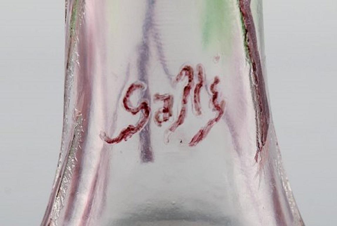 Early Emile Gallé Vase in Frosted, Pink and Green Art Glass, Late 19th Century 1