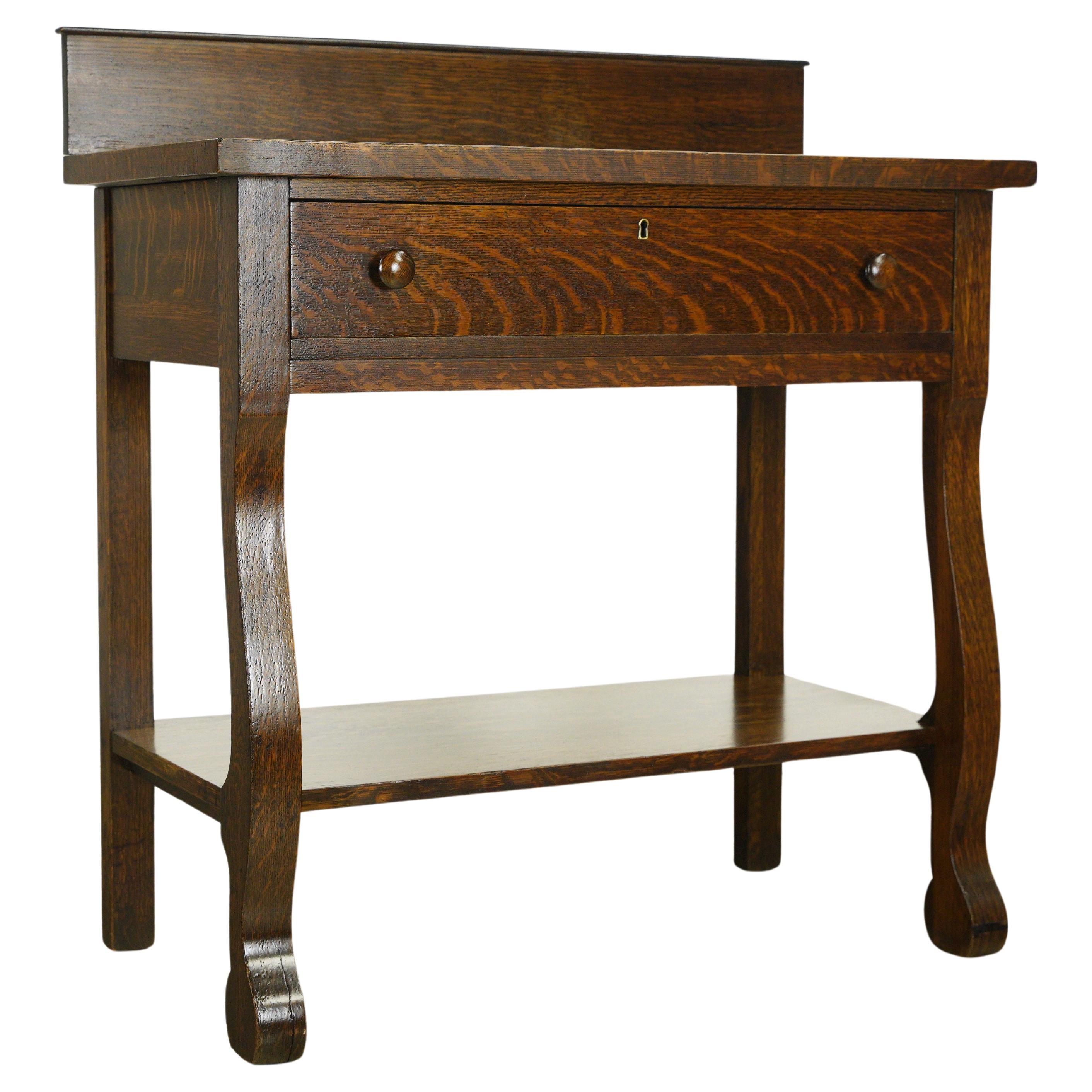 Early Empire Tiger Oak Sideboard Server For Sale at 1stDibs