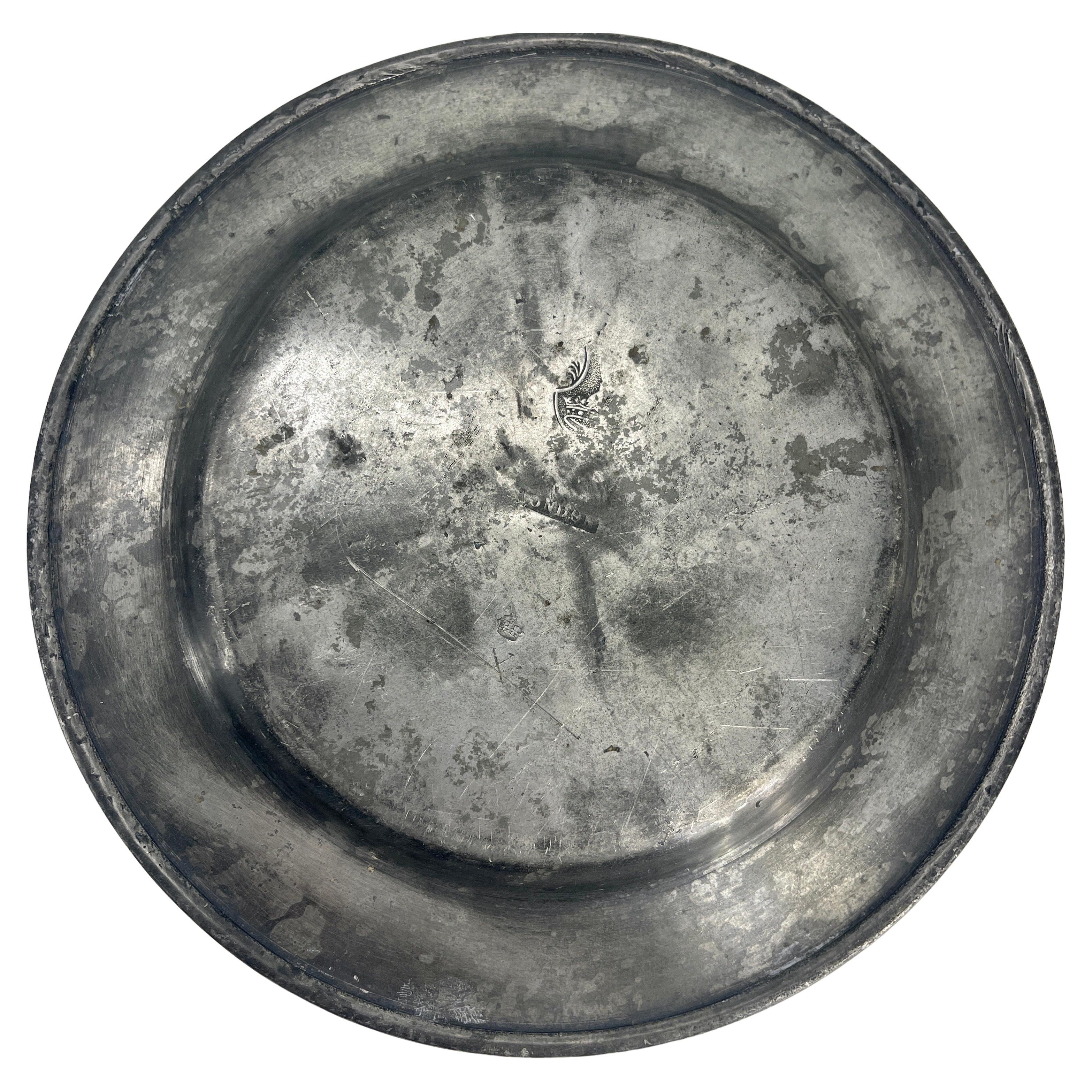 Empire Early English 19th Century Pewter Plate For Sale