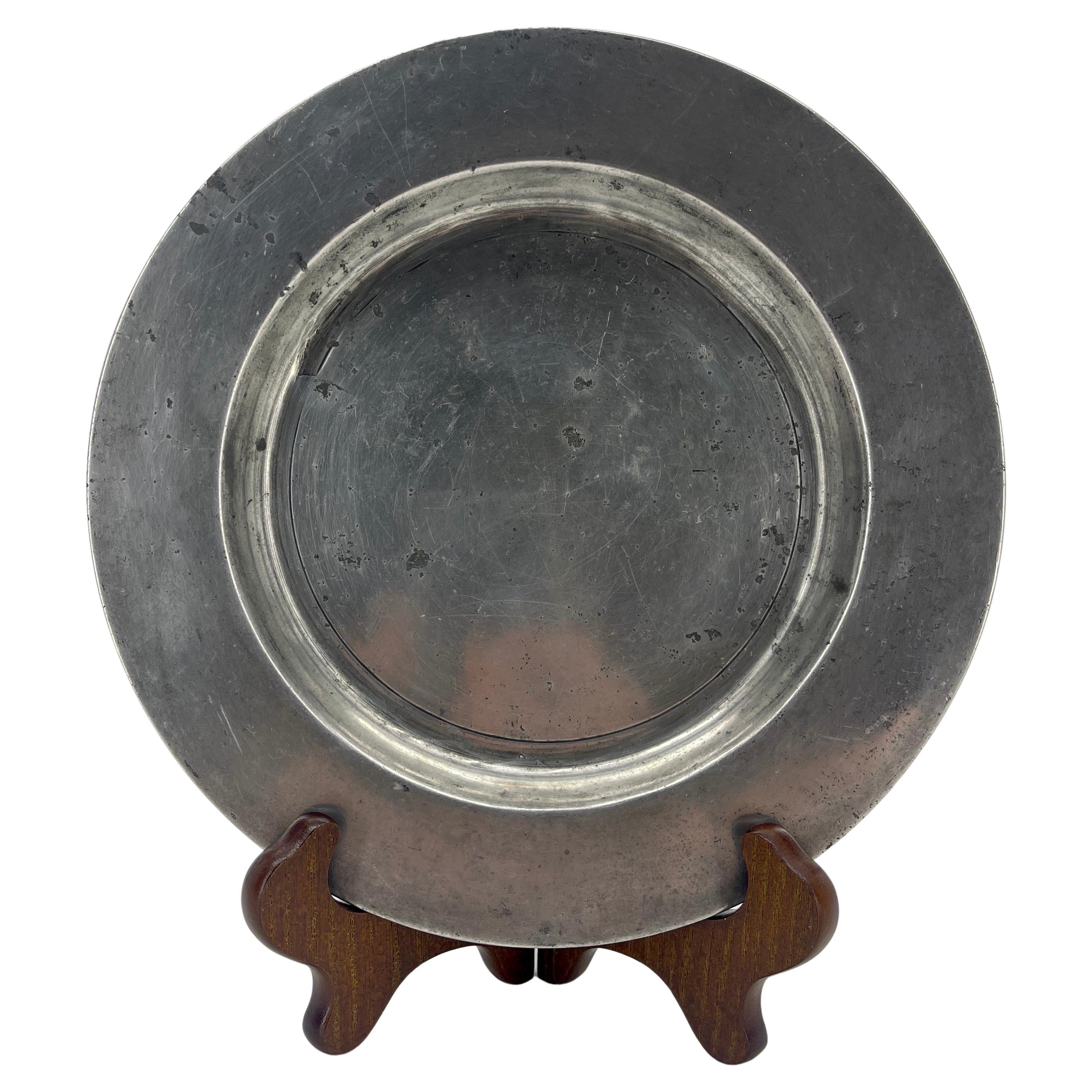 Early English 19th Century Pewter Plate For Sale