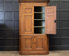 Early English 19th C Large Corner Cupboard in Original Paint
