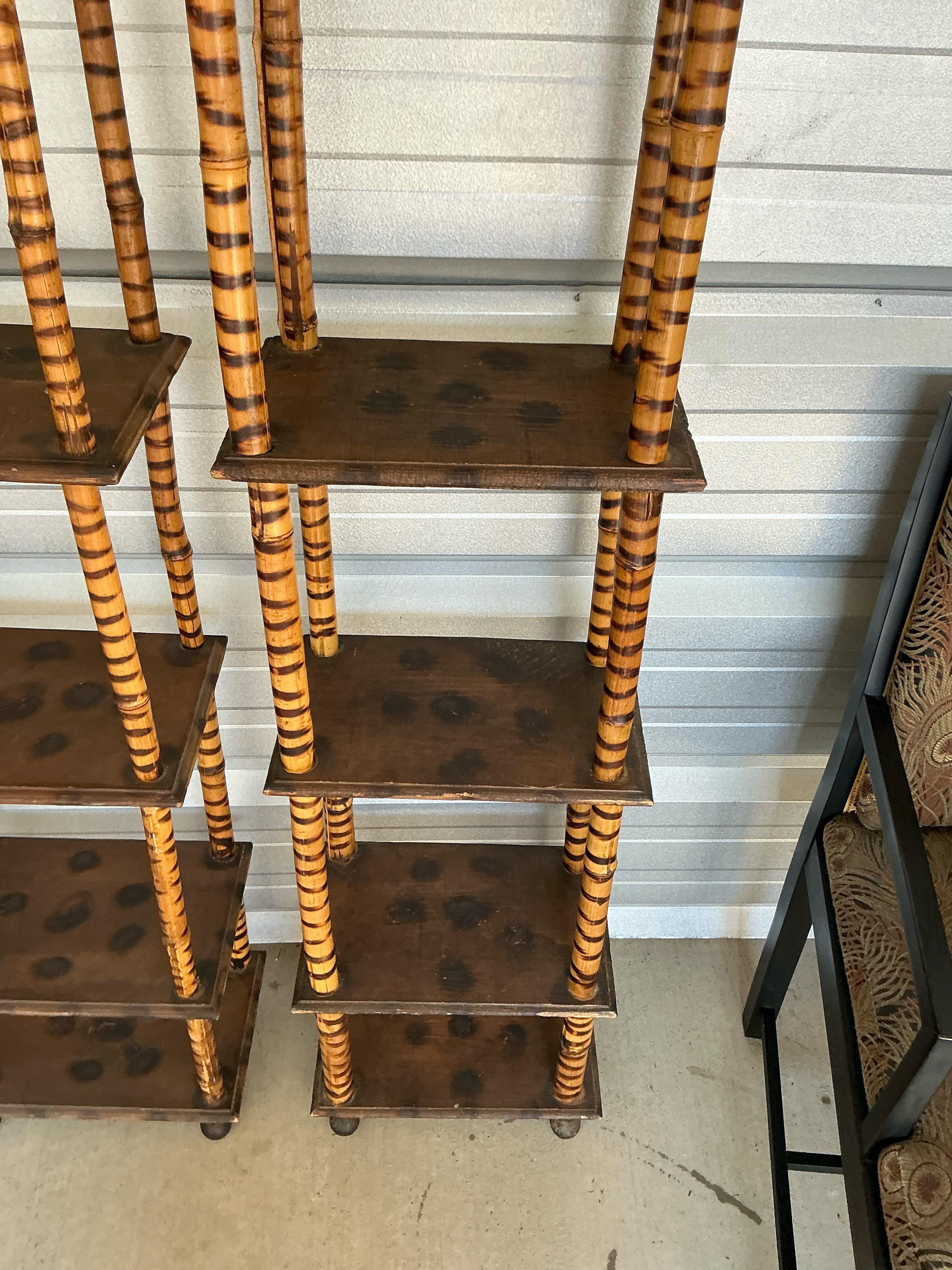 Early English Aesthetic Movement / Folk Art Bamboo Etageres / Shelves - Pair 1