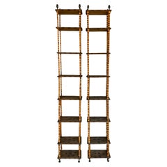 Early English Aesthetic Movement / Folk Art Bamboo Etageres / Shelves - Pair