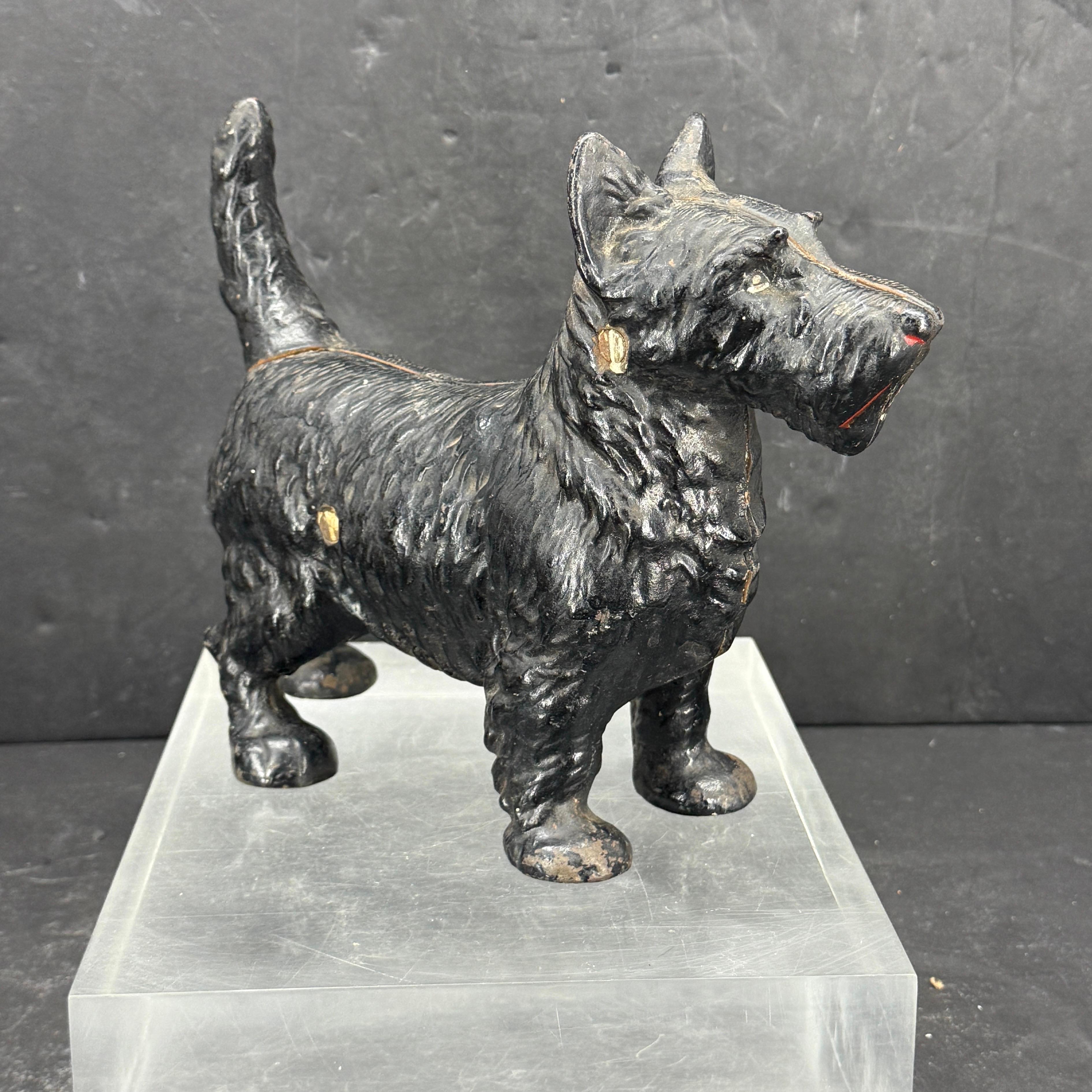 Calco Fermaporta per cane terrier nero in ghisa inglese di prima qualità in vendita