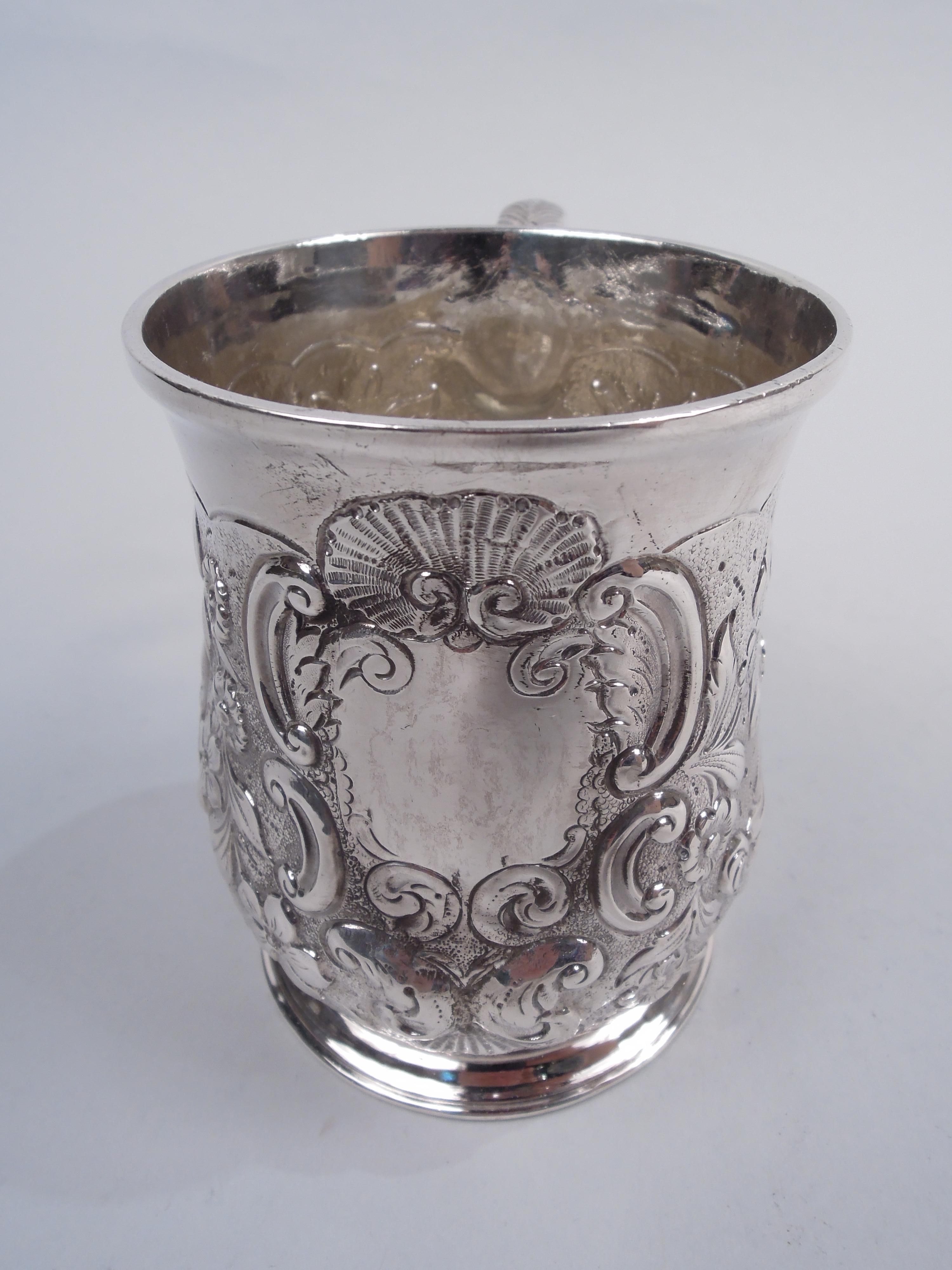 Mid-18th Century Early English Georgian Sterling Silver Mug by Tearle, 1735 For Sale