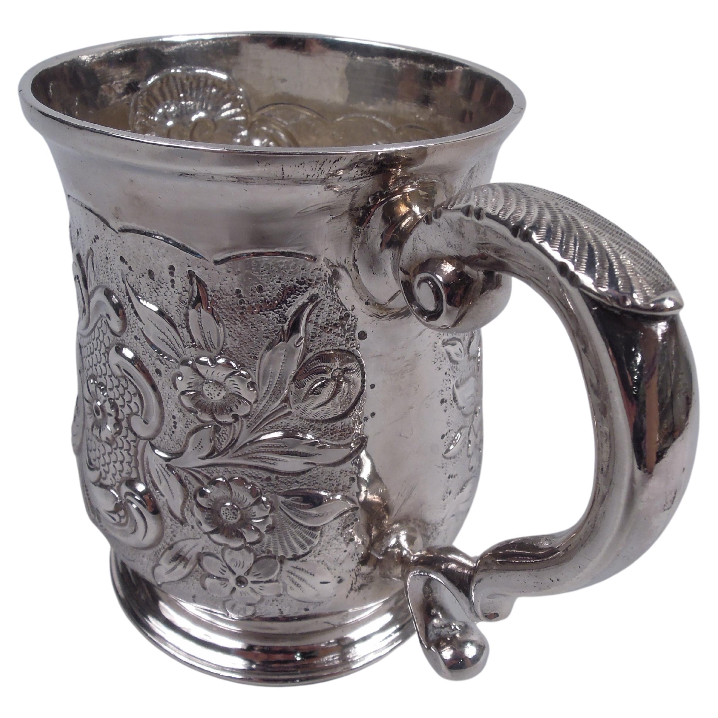Early English Georgian Sterling Silver Mug by Tearle, 1735 For Sale