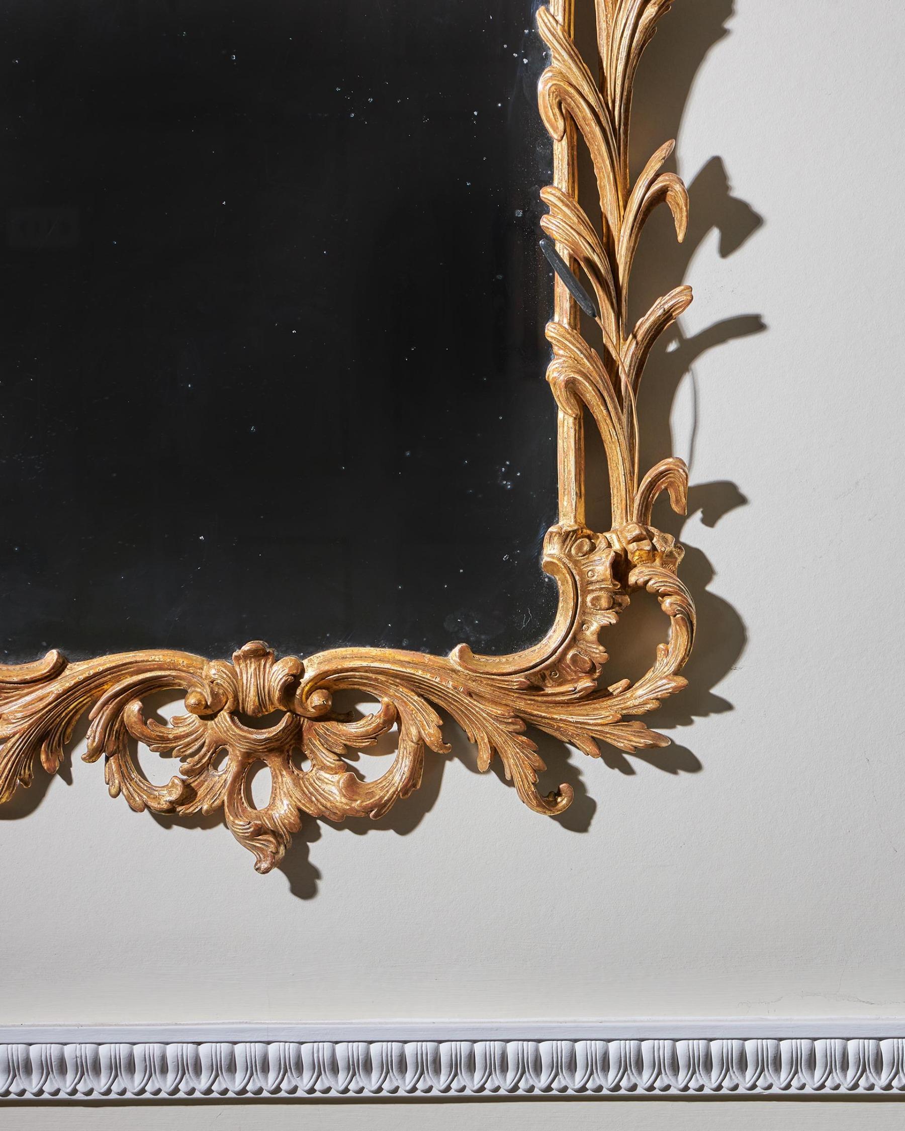 Mid-18th Century Early English Giltwood Rococo Mirror C.1760 in the Manner of John and William Li For Sale