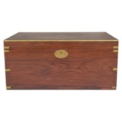 Early English Horse & Hunt Campaign Style Brass Bound Trunk / Box / Coffee Table