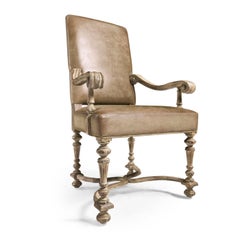 Early English Leather Upholstered Armchair