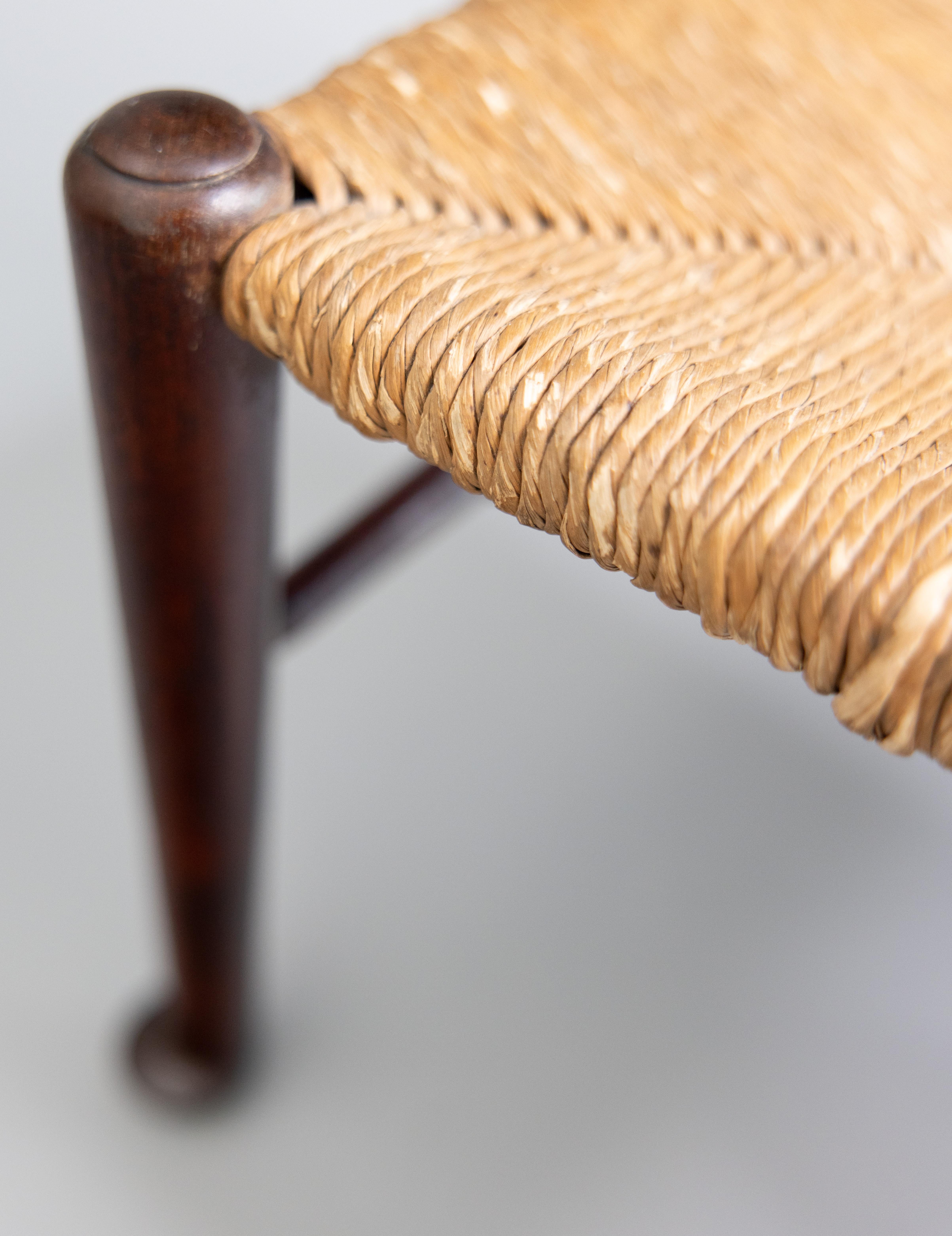20th Century Early English Oak and Woven Rush Footstool, circa 1910