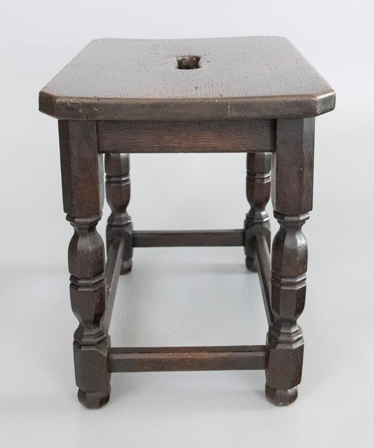 Early English Oak Beveled Stool Footstool For Sale at 1stDibs