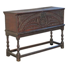 Early English Oak Coffer on Stand