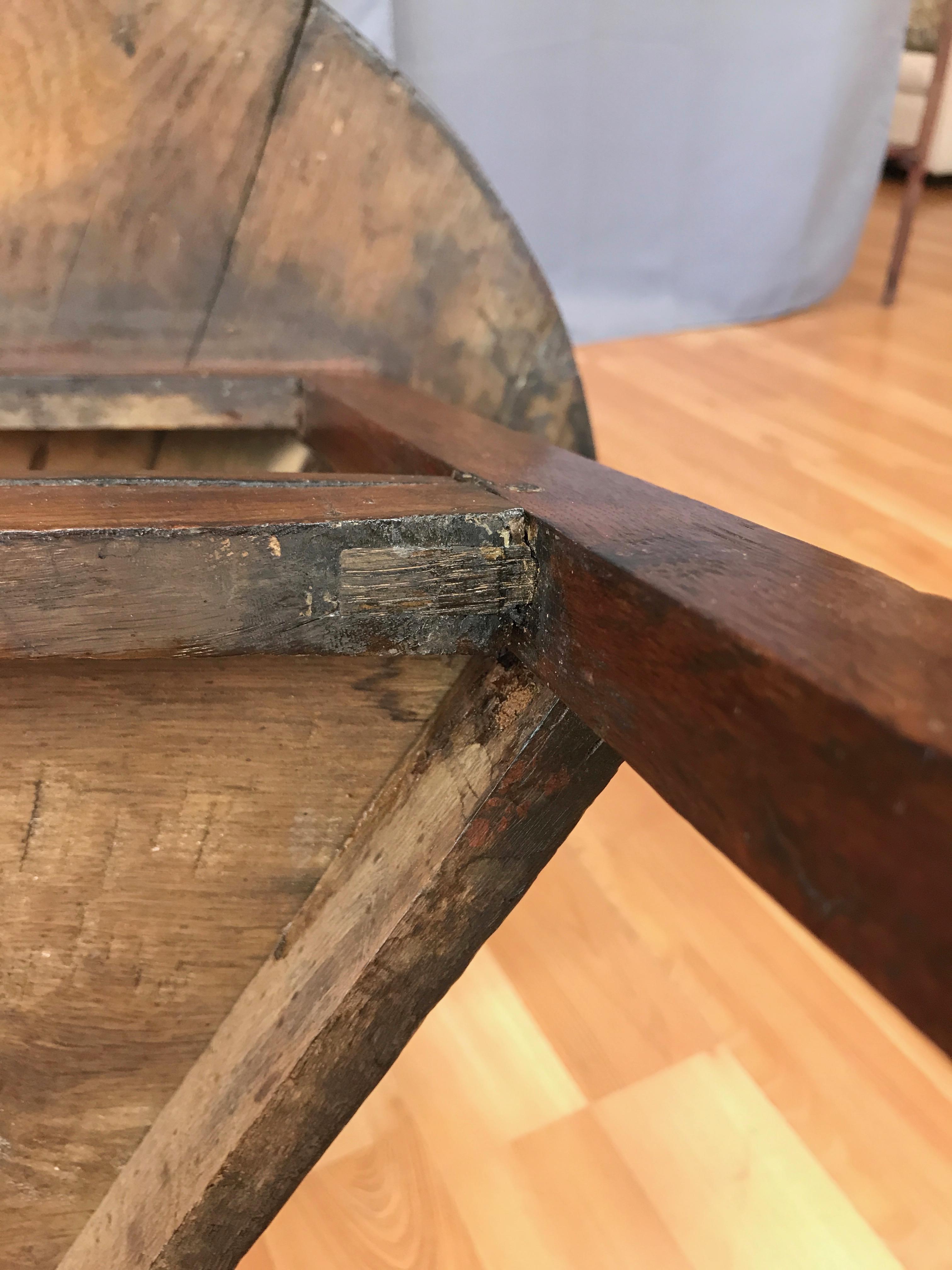 Early English Oak Cricket Table with Shelf, Mid-19th Century 9