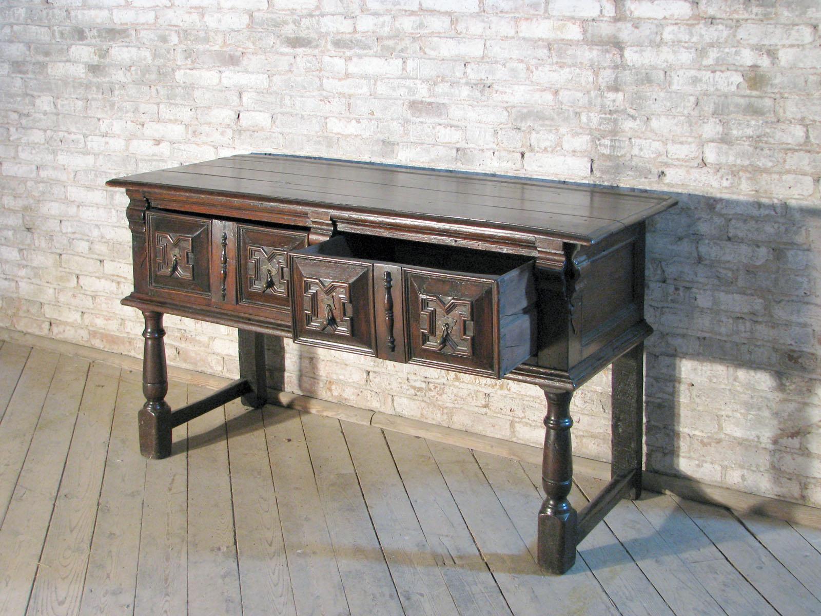 18th Century and Earlier Early English Jacobean 17th Century Oak Sideboard or Low Dresser