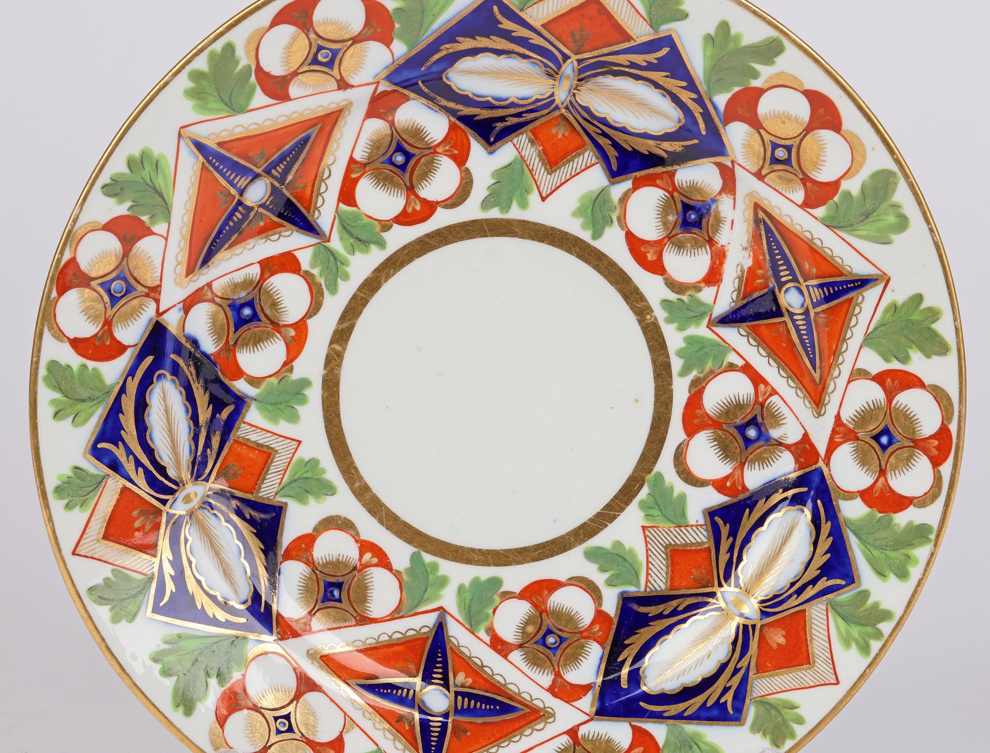 Early English Pair Porcelain Imari Pattern Cabinet Plates c.1810 For Sale 5