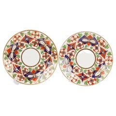 Early English Pair Porcelain Imari Pattern Cabinet Plates c.1810